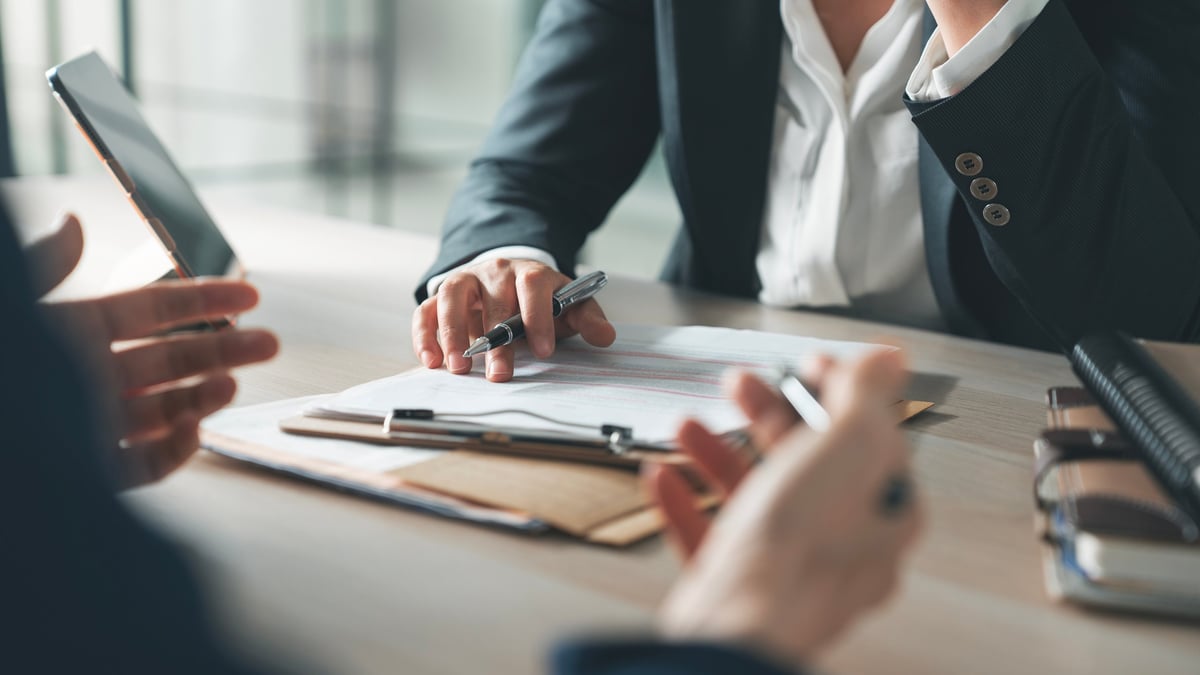Professionals collaborating in a modern office environment